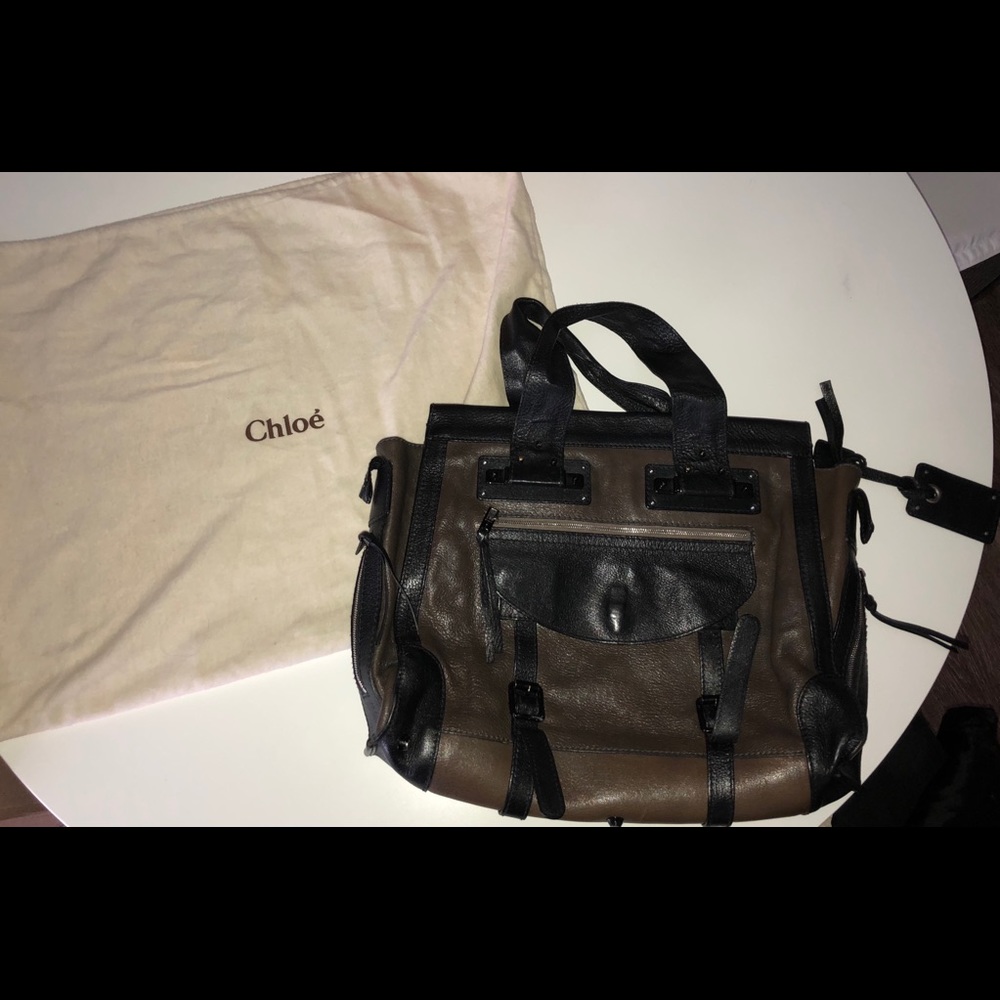 Chloe Brown/Black Tracey Leather Satchel